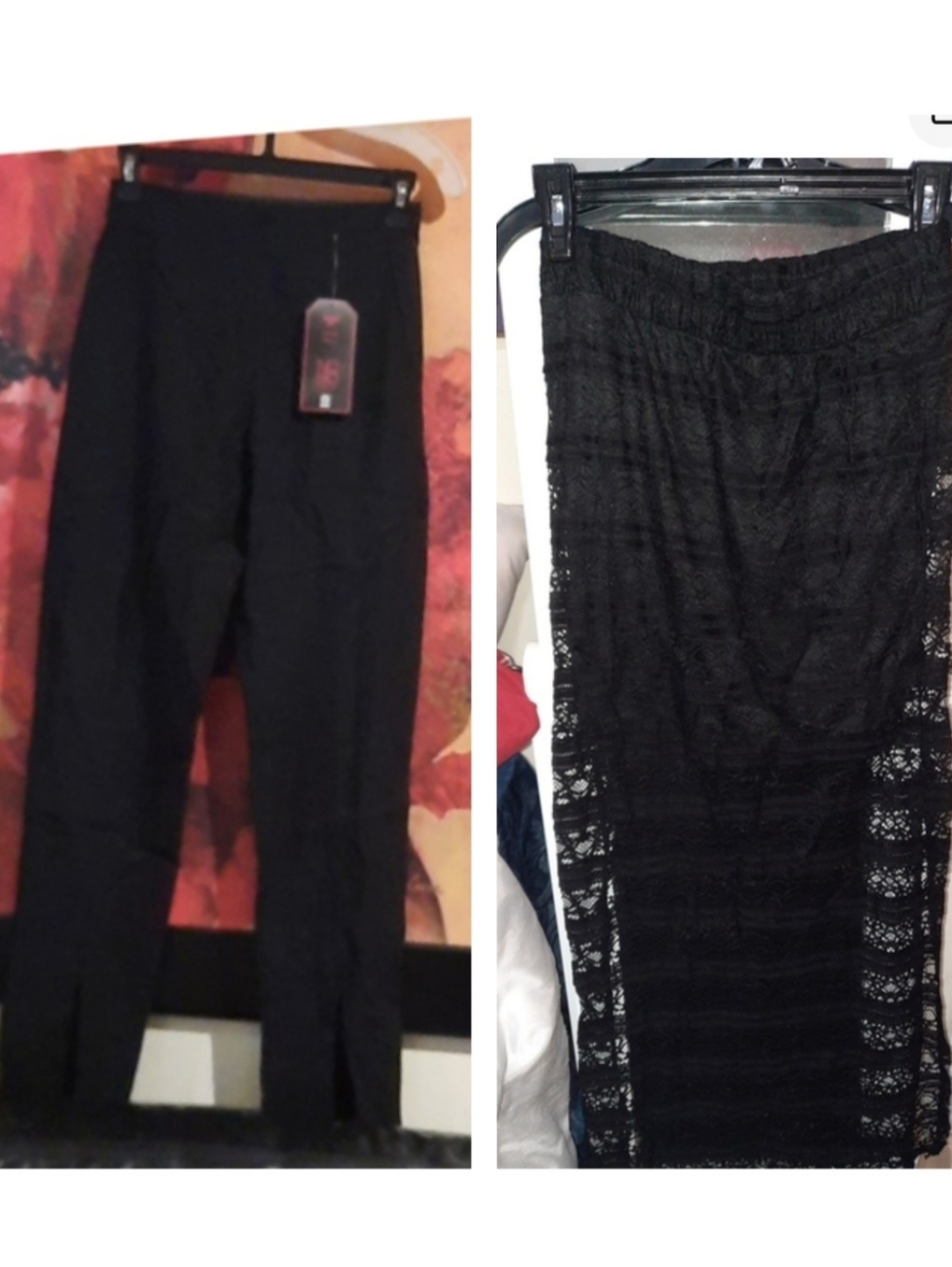 Junior's Lot Size 3-5 Black Lace Mini-Maxi Lace Skirt Blk Leggings Slit Hem NWT♥